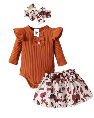 Cow print skirt set