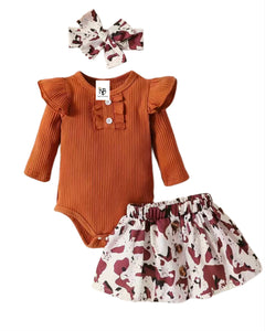 Cow print skirt set